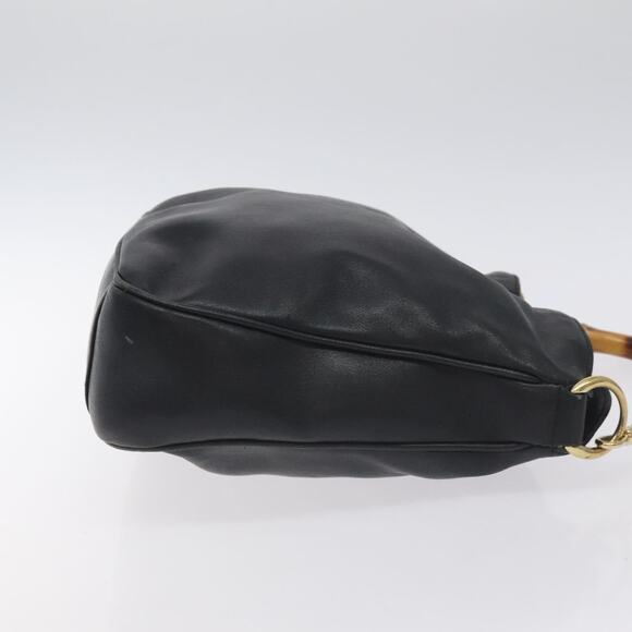 GUCCI Bamboo Hand Bag Leather Black Gold 001 1638 001 1638 - Picture 4 of 12